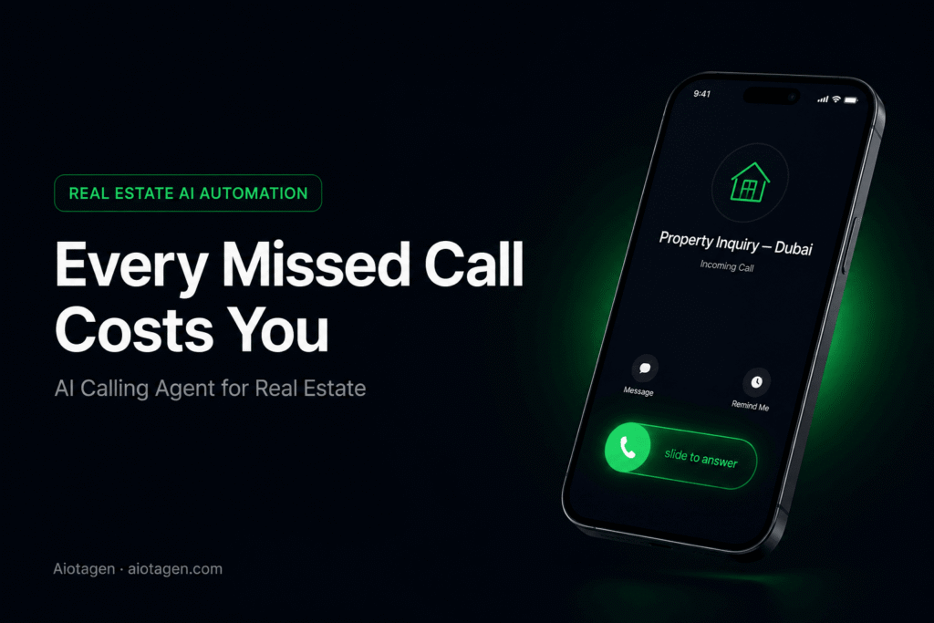 AI calling agent for real estate answering every missed call automatically 24/7 — Aiotagen UAE and UK