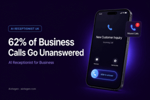 AI receptionist for business UK answering every missed call automatically 24/7 — Aiotagen