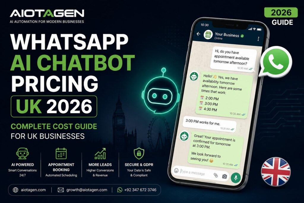 WhatsApp AI Chatbot Pricing UK 2026 — Complete Cost Guide for UK Businesses by Aiotagen