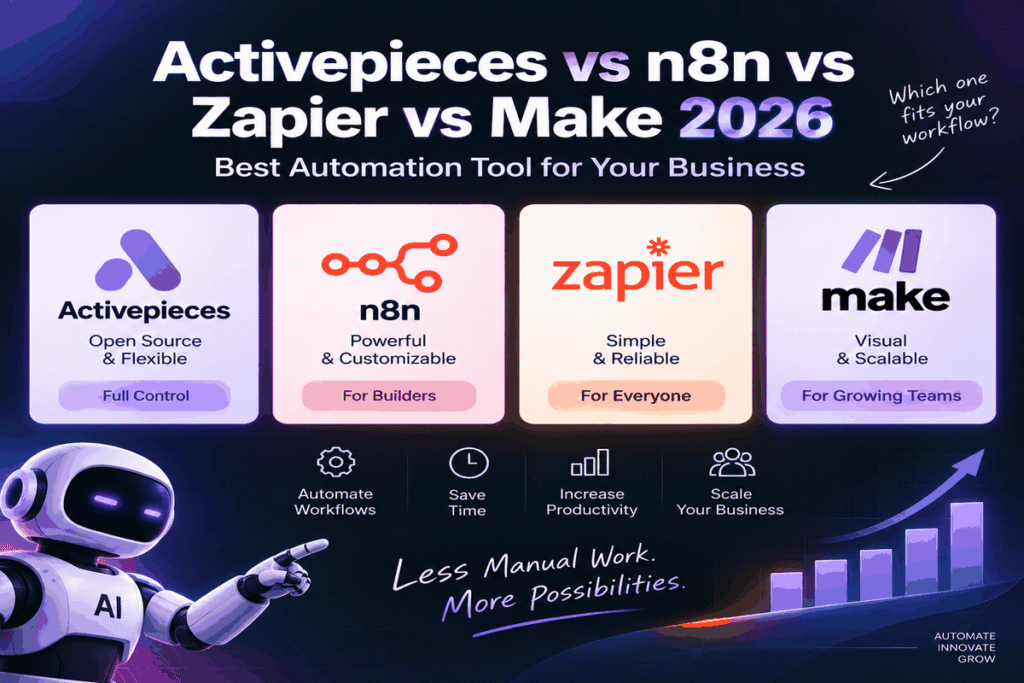 Activepieces vs n8n vs Zapier vs Make 2026 automation tools comparison