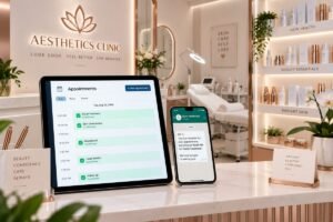 AI automation aesthetics clinic 2026 showing appointment reminders and treatment course tracking — Aiotagen