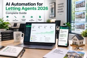 AI automation letting agents 2026 showing Rightmove enquiry response and WhatsApp void period reminders — Aiotagen