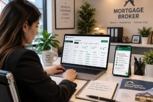 AI automation mortgage brokers 2026 showing case pipeline and WhatsApp document collection — Aiotagen