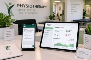 AI automation physiotherapy clinic 2026 showing appointment reminders and patient dashboard — Aiotagen
