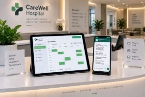 AI automation private hospital 2026 showing appointment calendar and WhatsApp reminders — Aiotagen
